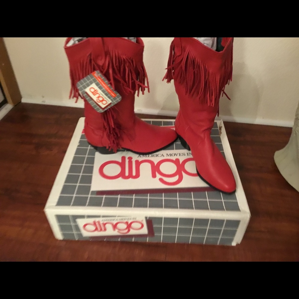 Vintage Red Dingo Fringe boots sz 6